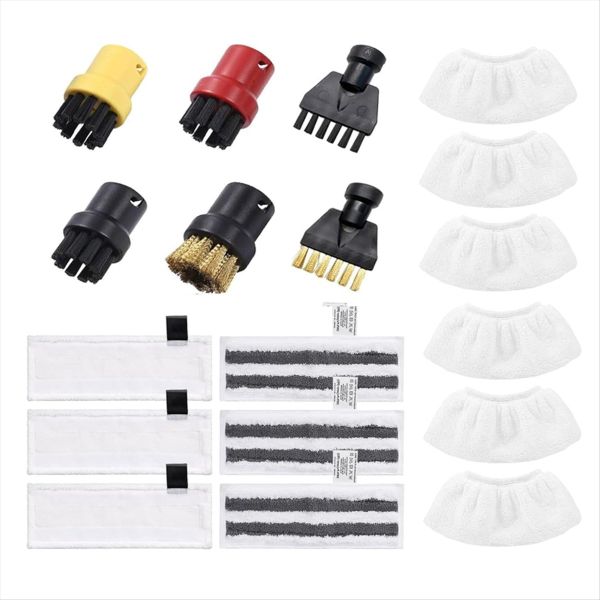 Steam Cleaner Microfibre Cloth Set And Floor Nozzle Round Brushes