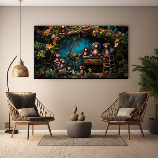 Canvas Wall Art - Monkey Whimsical Jungle - BK0067