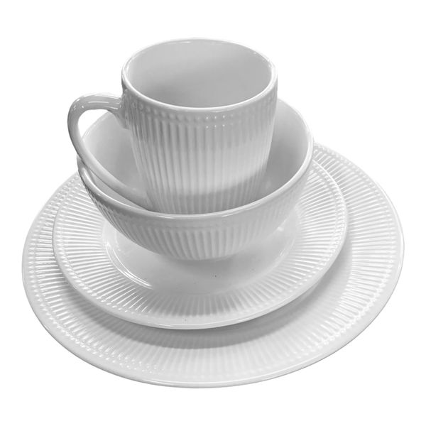 Dinner set 16 Piece White Porcelain Design C