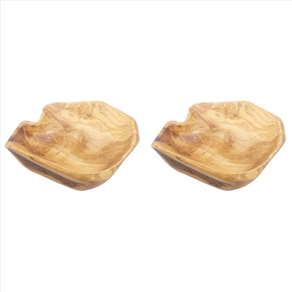 Wooden Fruit Salad Serving Bowl Hand-Carved Root Bowls 15-19Cm