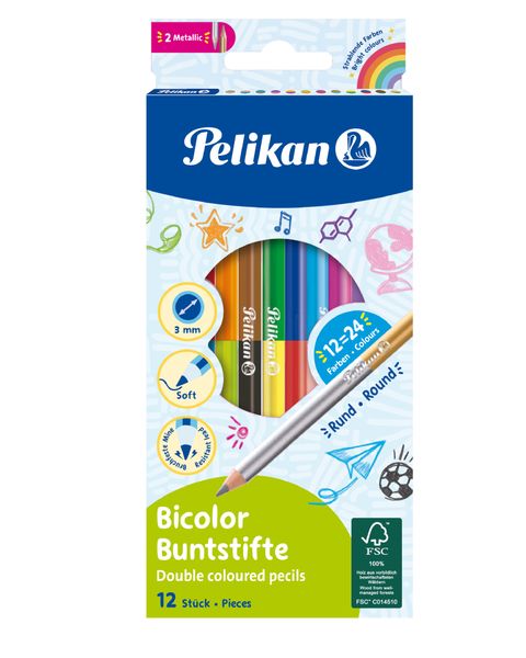 Pelikan Bicolour Pencils - 12 pencils, 24 colours