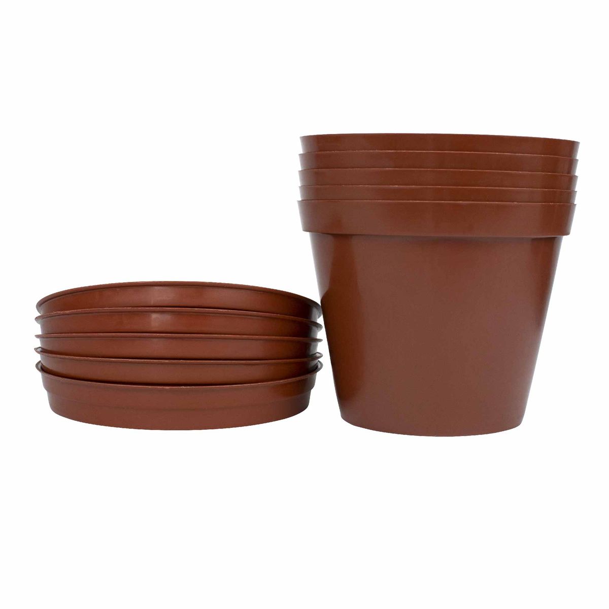 Pot Plants and Saucers 15cm Set of 5 Round Flower Pots and Saucer