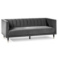 Eva Grey Velvet 3 Seater Channel Sofa