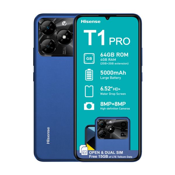 Hisense T1 Pro 6.52" HD+ Smartphone - 64GB ROM, 2GB RAM, 5000mAh Battery