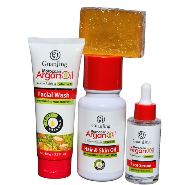 Guanjing Moroccan Argan Oil Facial Wash, Oil for Hair &amp; Skin, Serum, Soap