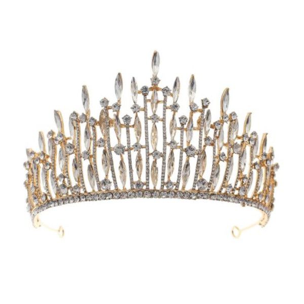 Olive Tree - Rhinestone Crystal Styled Tiara 26 - Bridal / Formal - Gold