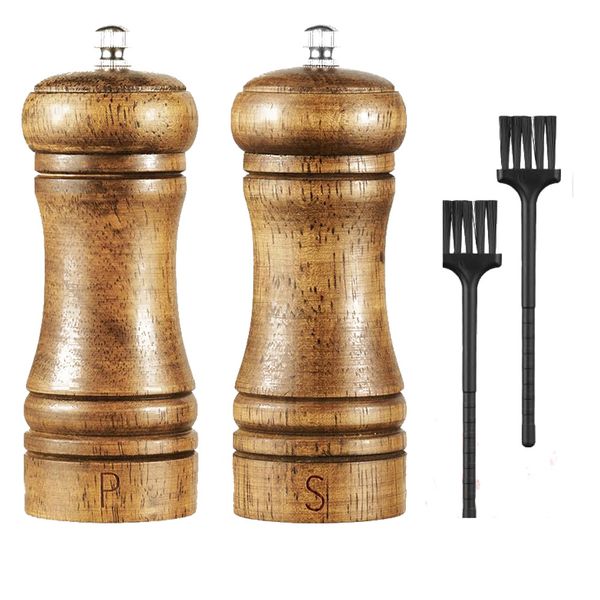 Wooden Salt and Pepper Grinder,Ceramic Core with Adjustable Coarseness