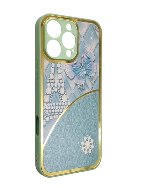Beautiful Gold Pattern Design Girls Cover Compatible with Iphone 16 Pro