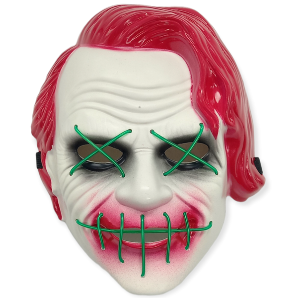 Joker Inspired Red Hair Light Up Mask