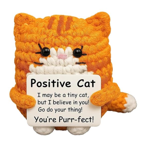 Orange Cat Crochet Doll, Home Office Decor