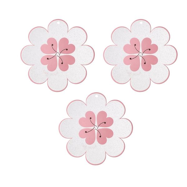 3 Pack - Flower-Shaped Designed Placemat - White &amp; Pink