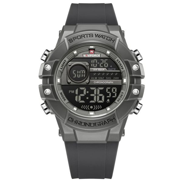 Naviforce Men's Throttle LCD Chronograph Rubber TPU Strap Digital Watch Ion