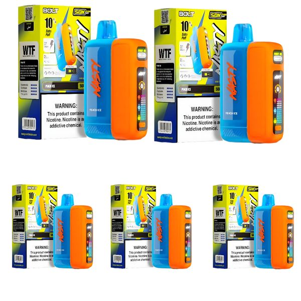 Nasty Bolt Hyperpuff 50000 Puffs Disposable Vape - Peach Ice (pack of 5)