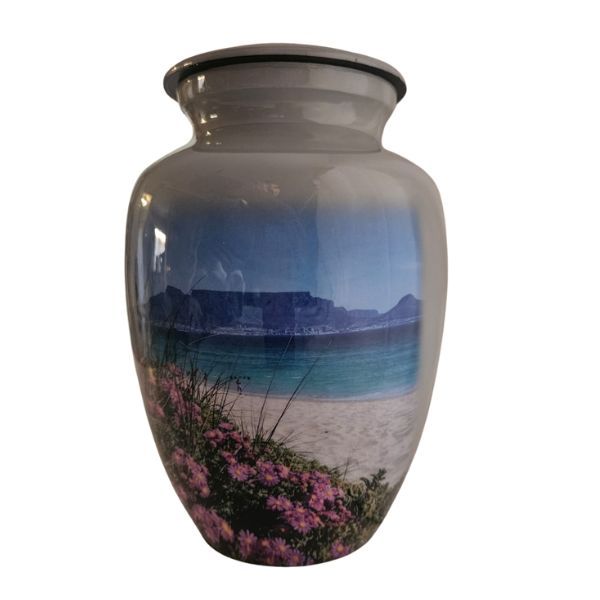 Table Mountain Theme Aluminium Memorial Cremation Urn For Ashes