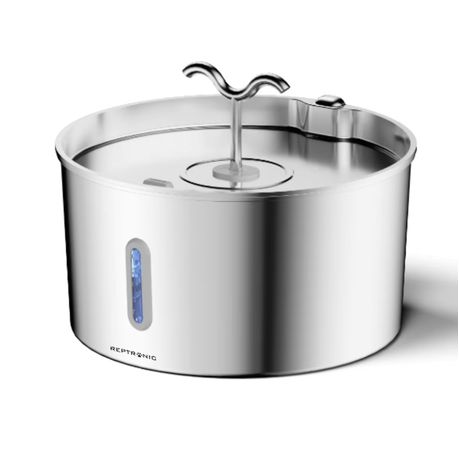 Reptronic Stainless Steel Large Pet Fountain with Water Level Window - 7L Image