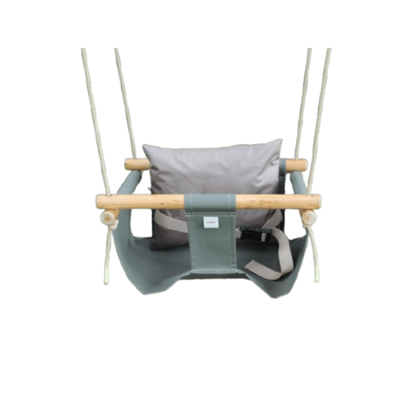 Outdoor Baby/Toddler Swing - Canvas &amp; Wood with Waterproof Cushion