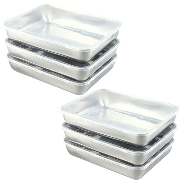 Bestby- 6 Piece Stainless Steel Food Storage Containers Tray Set with Lids