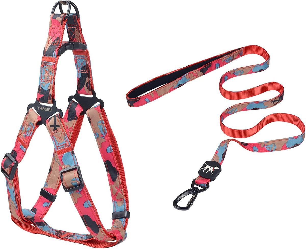 Pet Dog Harness Leash Set Adjustable Heavy Duty No Pull Halter Pink