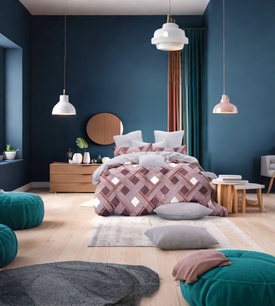 Maroon Polyester Geometric Duvet Cover 6 Piece Set