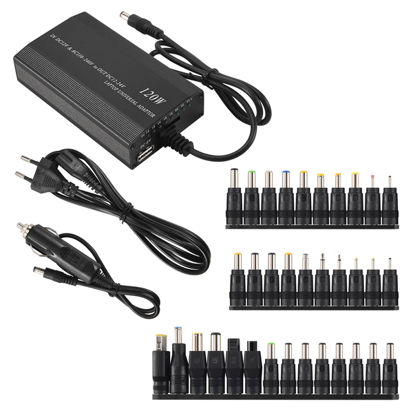 120W 34 Tips Car Home Charger Power Supply Adapter for Laptop EU Plug