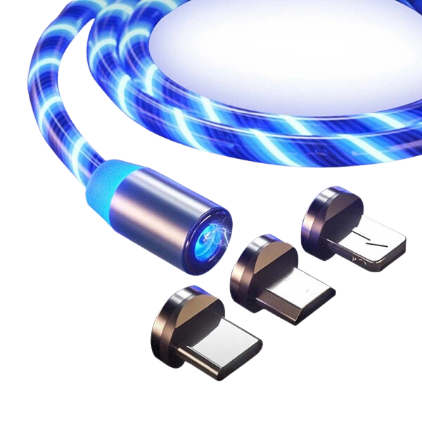 Cell Phone Charging Cable Glow in the dark USB 3 in 1 Blue Luminous