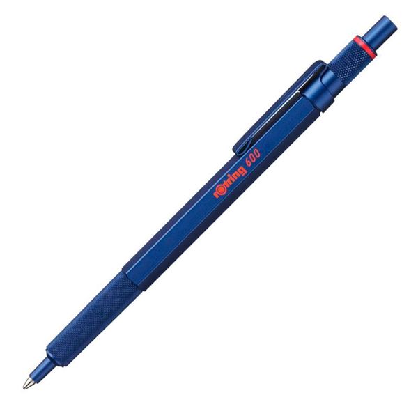 rOtring 600 Ball Pen Medium Black Ink - Blue Barrel GB