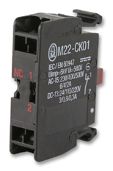 Eaton (M22-CK01) Contact Block, Flush, 1NC, 4 A, 500 V, 1 Pole