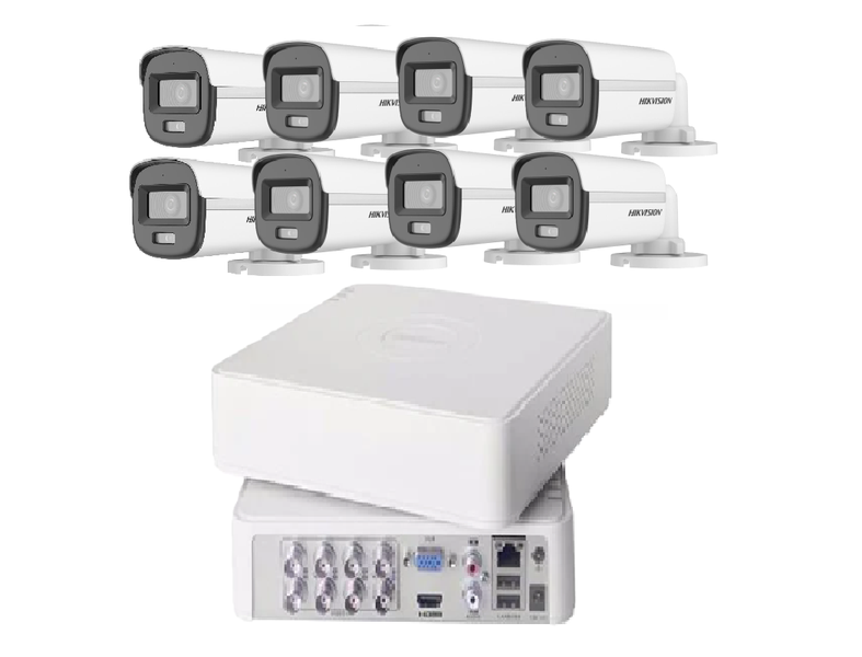 Hikvision 8CH DVR + 8 Bullet 24/7 Color Audio Cameras | SBR Bundle