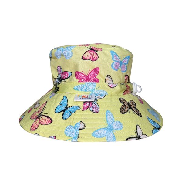 Kids Bucket Sun Hat - Yellow Butterflies