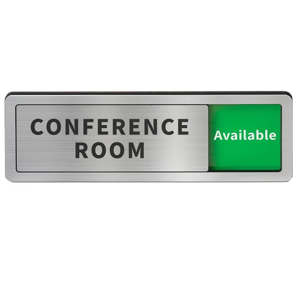 Decor Brushed Silver Double-Sided Conference Room Door Sliding Sign - 20cm