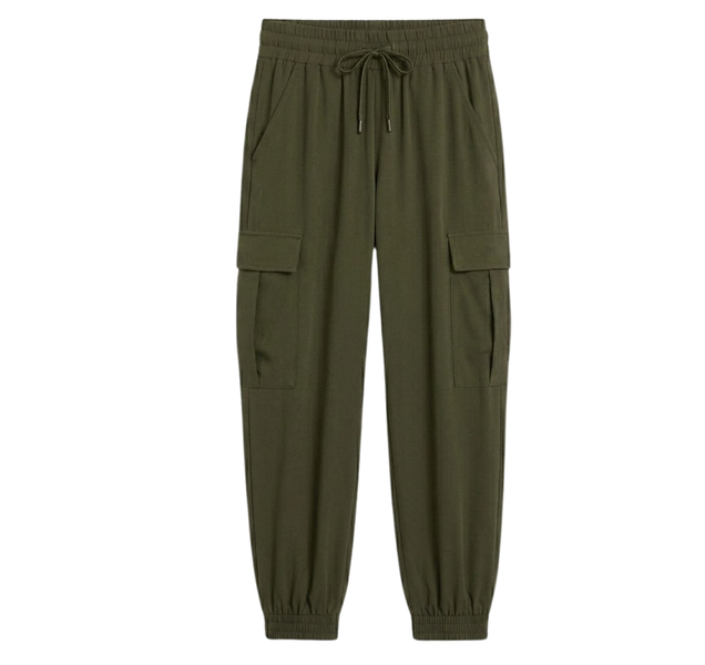 Ladies Cargo Trousers with Side Pockets and Elastic Waistband