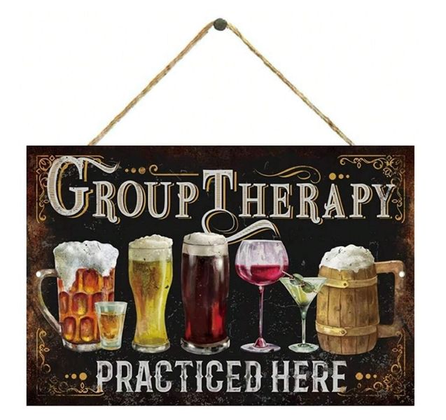 Group Therapy Vintage Bar Hanging Sign (14cm x 20cm)