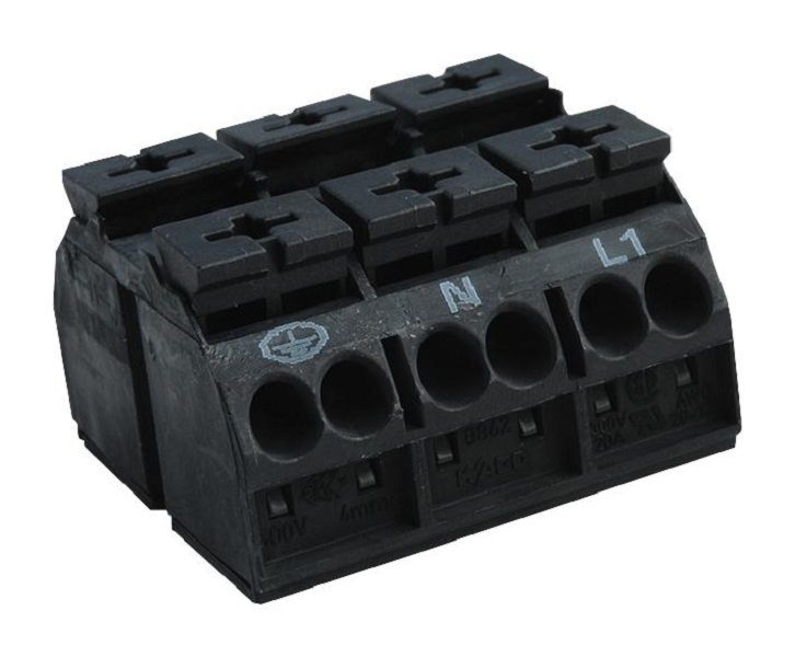Wago (862-503) Panel Mount Barrier Terminal Block, 2 Row, 3 Ways