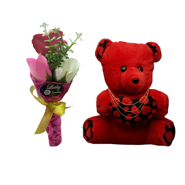 Valentine Teddy Bear Gift Box With Accessories - 002