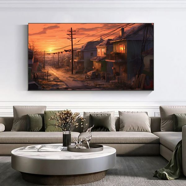 Canvas Wall Art - Township Sunset Abstract - 0304