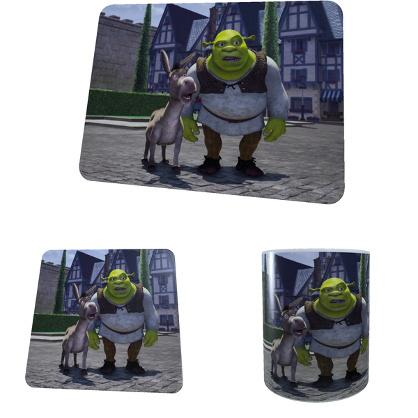 Shrek - Shrek And Donkey - Coffee Mug, Coaster and Mouse Pad Combo