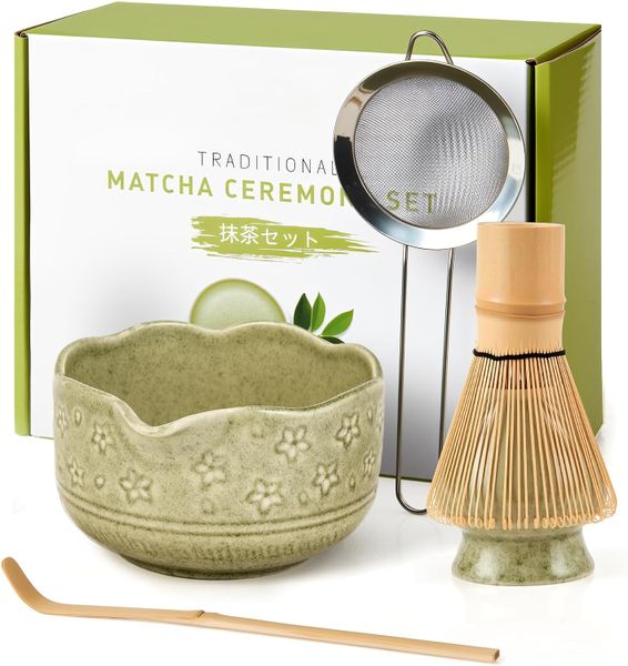 5PCS Matcha Whisk Set, Bowl With Spout, Japanese Ceremony Matcha Whisks Kit