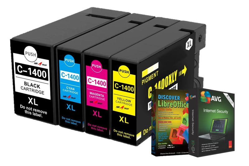 MR A TECH High Yield Ink Compatible with Canon B-1400XL/C-1400XL/M-1400XL/Y-1400XL