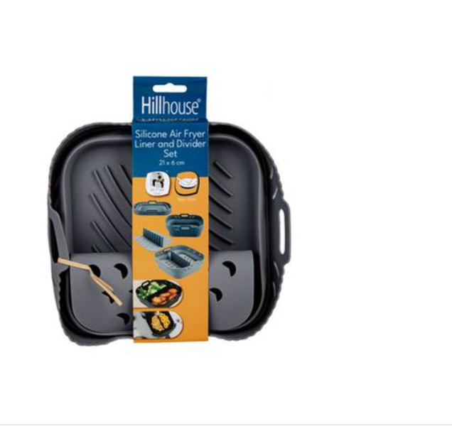 Hillhouse - Silicone Air Fryer Liner &amp; Divider Square 21 x 6cm