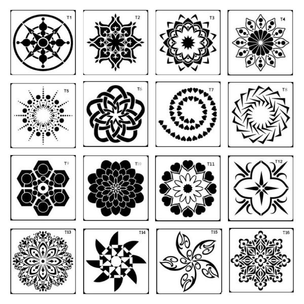 Craft Stationery Abstract Mandala Stencils Set of 16(13cm)