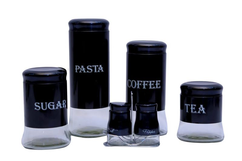 ZD Pasta, Coffee, Sugar, Tea Cannisters with Salt and Pepper Shakers 7 Piece