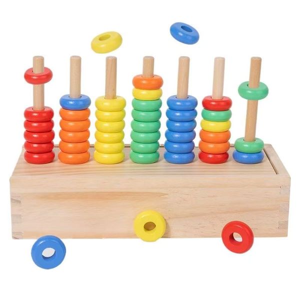 Wooden Color Sorting &amp; Counting Rings Toy for Toddlers Ages 3+
