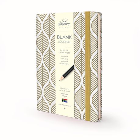 Journal with Blank Pages: Blank Page Journal, Gold, Blank Cream