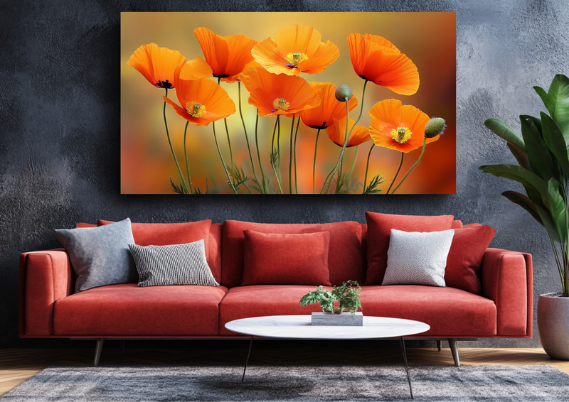 Canvas Wall Art - Poppies with Gentle Wind Movement - BX0312