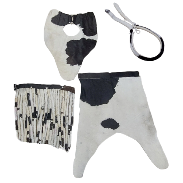 Mens African Traditional Imvunulo Inkomo - 4 Piece Set Black and White