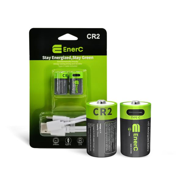 EnerC CR2 Type-C Rechargeable Battery - 370mAh (2 Pack)