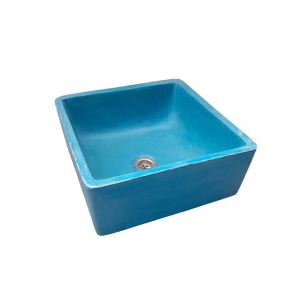 Mermaid's Pond Bespoke Blue Concrete Basin/Sink 39x39x16cm