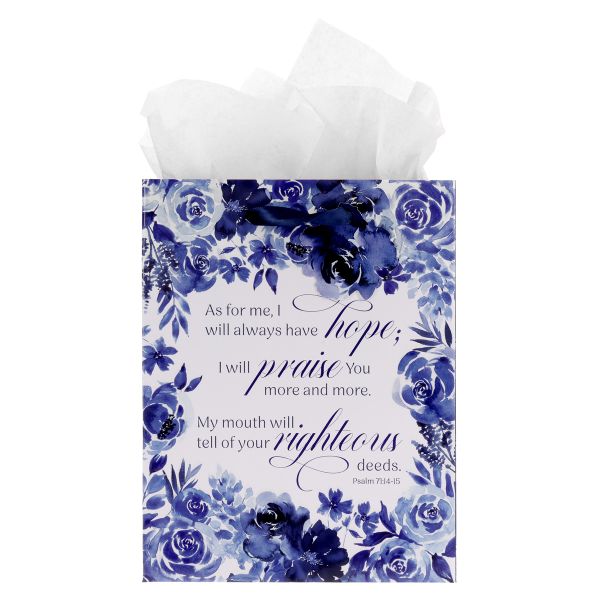 Medium Gift Bag with Gift Tag - I Will Always Have Hope, Blue Roses