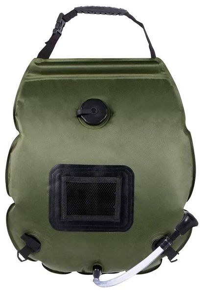 Portable 20L Green Camping Shower Bag w/Thermometer - CK1