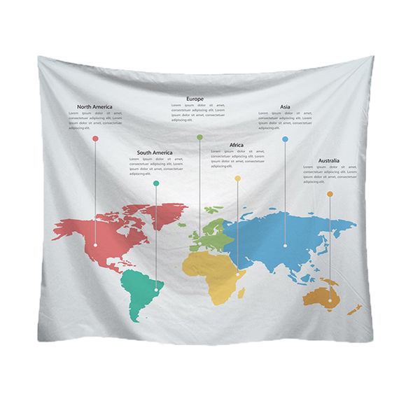 Colorful World Map Art Wall Hanging Tapestry for Home D cor